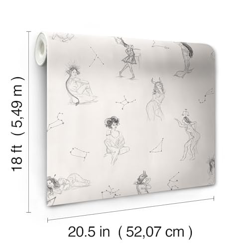 Mr. Kate RoomMates Luna Zodiac Cream and Graphite Toile Peel and Stick Wallpaper, RMK12768PLW - Image 3