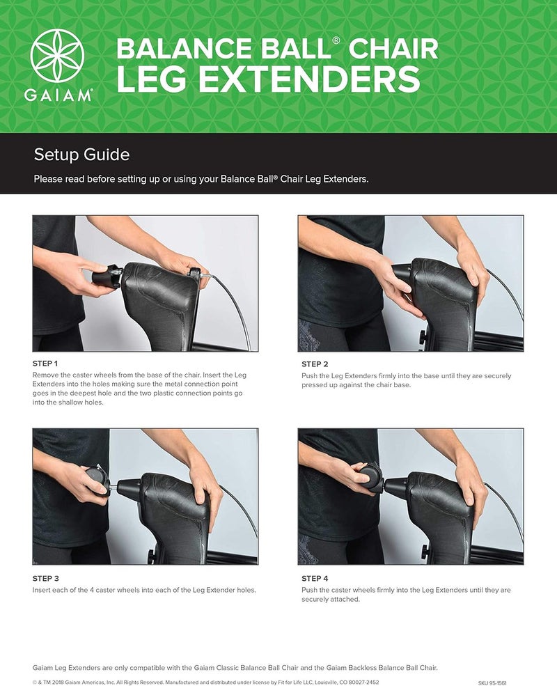Gaiam Gaiam Classic Balance Ball Chair Leg Extenders Only Compatible with Classic Chair  Classic Backless Chair - Image 4