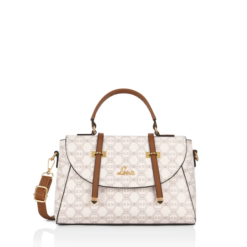 Women's Mono Beech Flap Satchel Handbag (White)