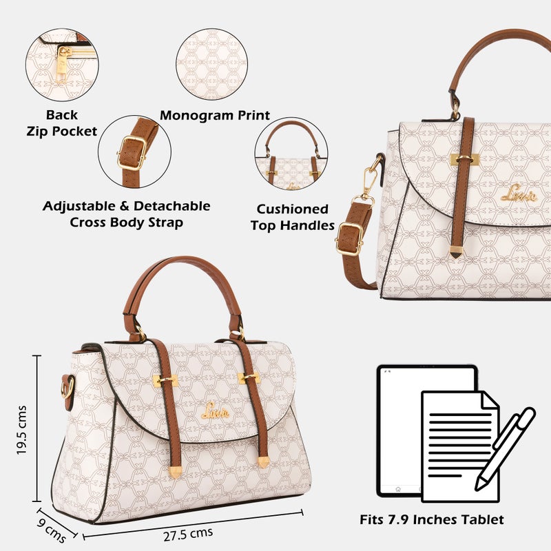 Lavie Women's Mono Beech Flap Satchel Handbag (White) - Image 4