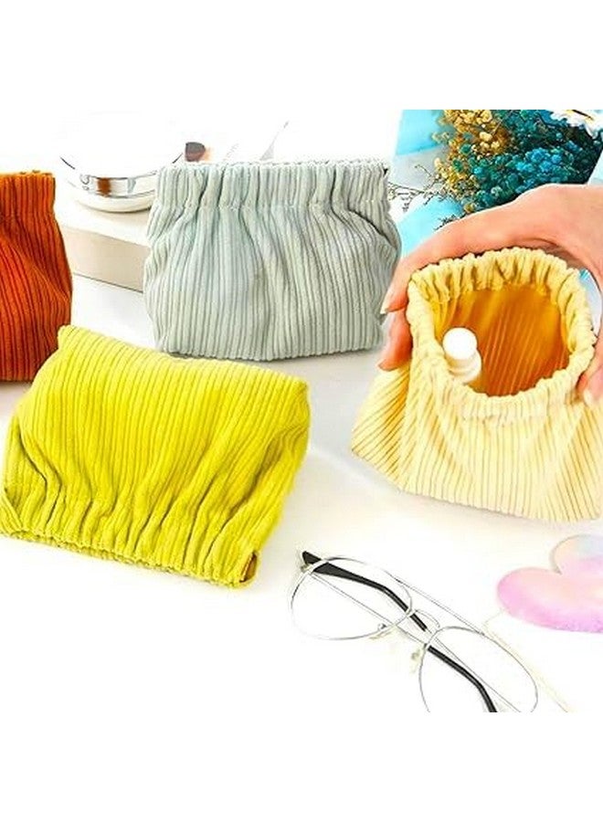 BIRZAR 2 Pcs Small Pouches for Women Girls, Aesthetic Lipstick Bag, Cute Mini Cosmetic Bag, Daily Travel Organizer, Corduroy Fabric Coin Pouch, Squeeze-Open (2, Coffee + Lime Yellow) - Image 5