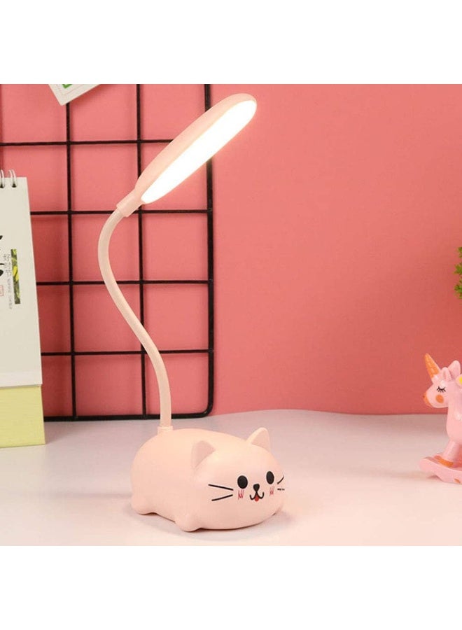 Kids Lamp, LED Desk Lamp for Kids, Cute Cat Lamp Kawaii Desk Accessories, Flexible Gooseneck Eye-Care Cartoons Small Desk Lamp Girls Gifts (Pink)