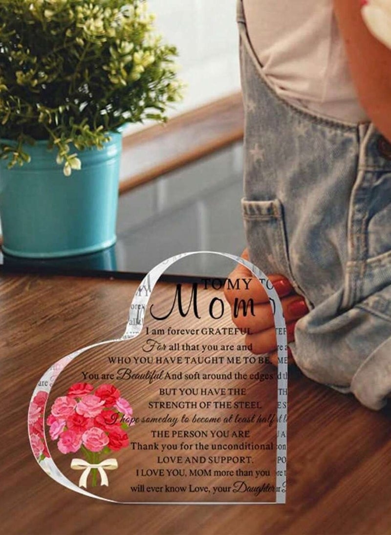 Mother's Day Gift Acrylic Heart Shaped with Touching Words for Mom A special gift for Mother's Day or special occasions - Image 2