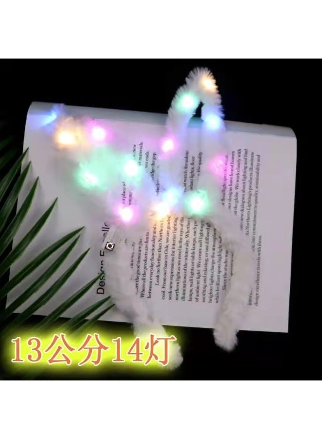 Cute Luminous Plush Rabbit Ear Hairband 14 Light Girl Flash Headband Push Sweep Code Small Gift Party Activity - Image 1