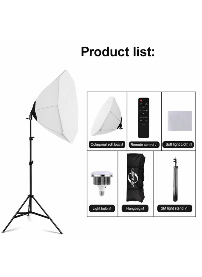 FlashHawk - Softbox Photography Lighting Kit with 380W 3 Colors Remote LED Bulbs,SoftBoxes and Carry Bag for Video Recording, Portraits Shooting - Image 1