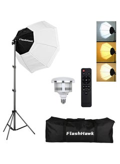 FlashHawk Softbox Photography Lighting Kit with 380W 3 Colors Remote LED Bulbs,SoftBoxes and Carry Bag for Video Recording, Portraits Shooting  - Image 1