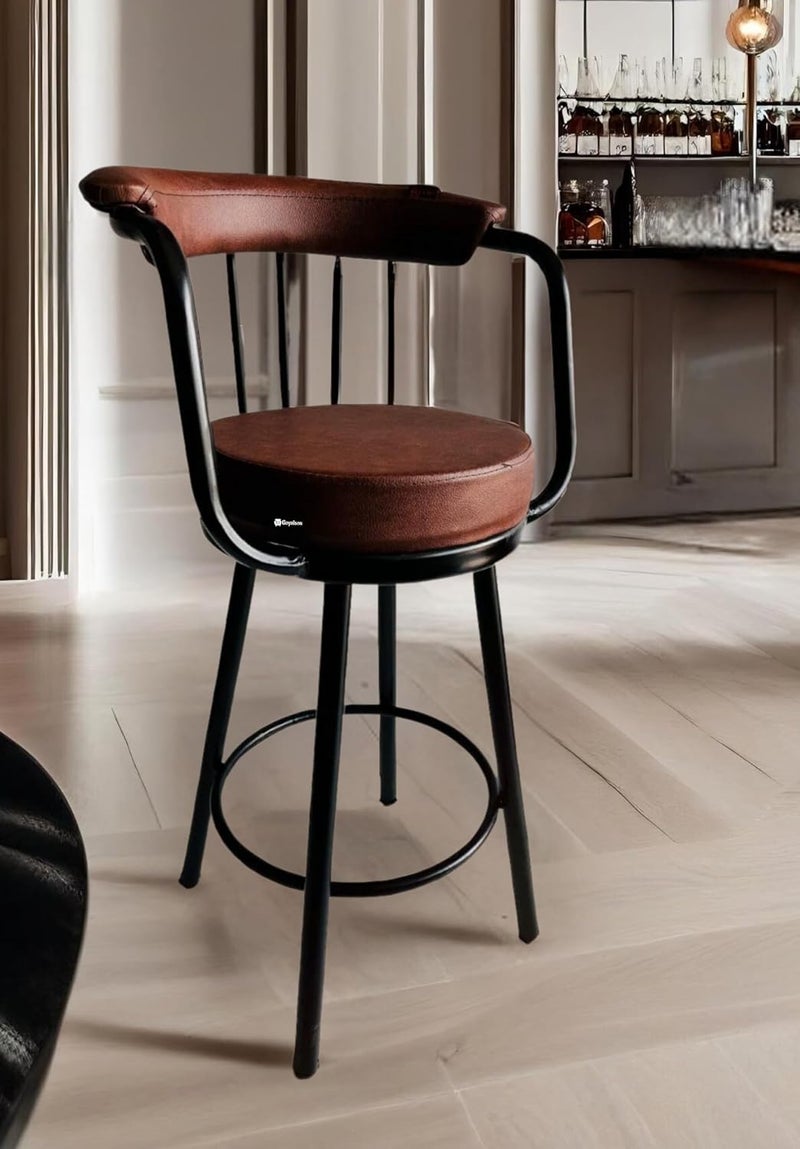 APPLE FURNITURE APPLE FURNITURE Iron Stool for Multipurpose with Special Powder Coated Paint Cushion seat Brown Standard 