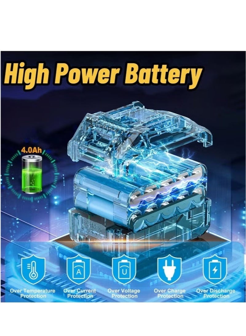 والالا جهاز تلميع السيارات اللاسلكي، طقم تلميع السيارات مع بطاريتين 21 فولت × 4.0 أمبير/ساعة، تلميع مداري لامركزي مع 8 سرعات متغيرة حتى 6000 دورة في الدقيقة، لتنظيف السيارة/إزالة الخدوش - أزرق - Image 5