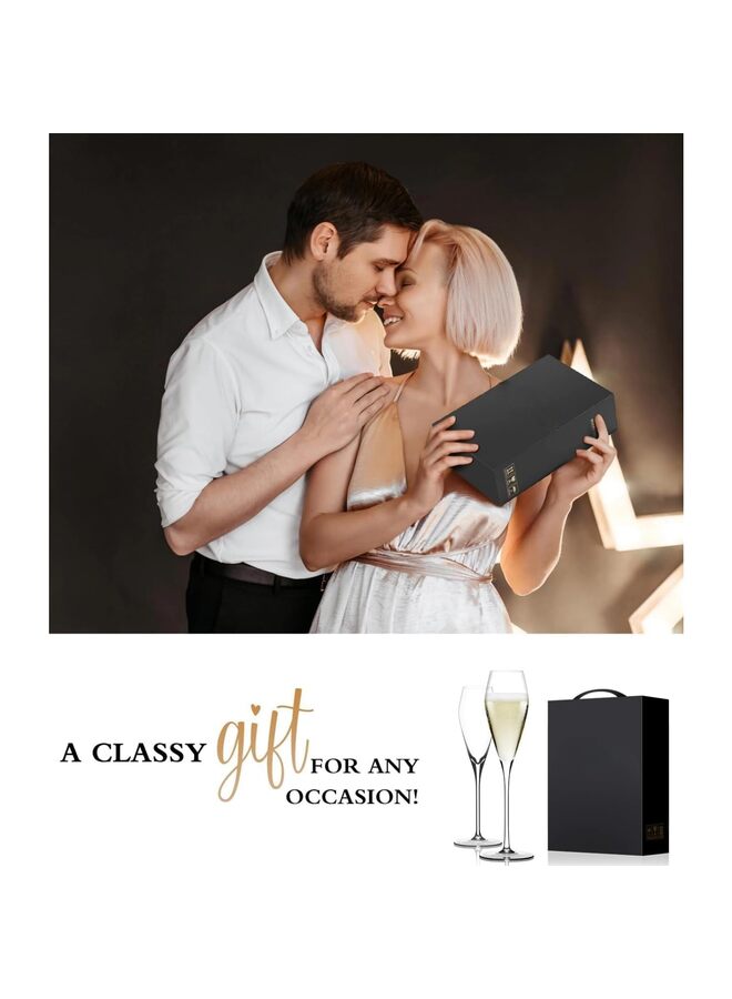 كأسان من أكواب الشمبانيا مثالية لحفلات الزفاف والذكرى السنوية وعيد الميلاد والأيام الخاصة 8.5 أونصة - Image 3