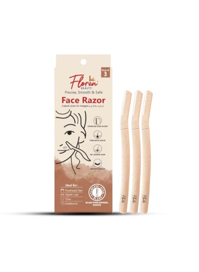 Floren Dermaplaning Tool with Precision Cover 3ct Dermaplane Razor Face Razors for Women Eyebrow Razor Facial Razor Dermaplaning Razor Womens Face Razor Peach Fuzz Remover - Image 1