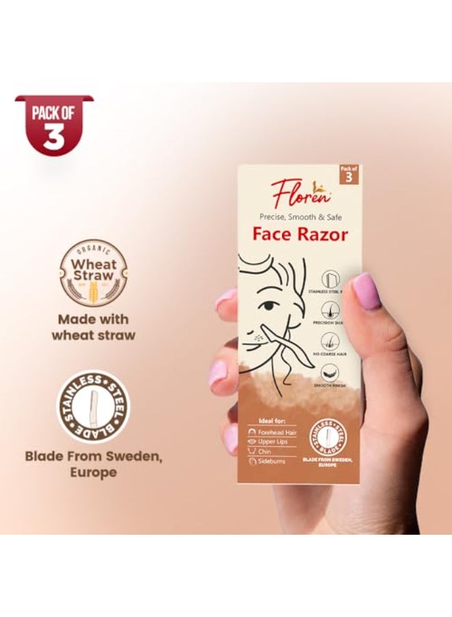 Floren Dermaplaning Tool with Precision Cover 3ct Dermaplane Razor Face Razors for Women Eyebrow Razor Facial Razor Dermaplaning Razor Womens Face Razor Peach Fuzz Remover - Image 3