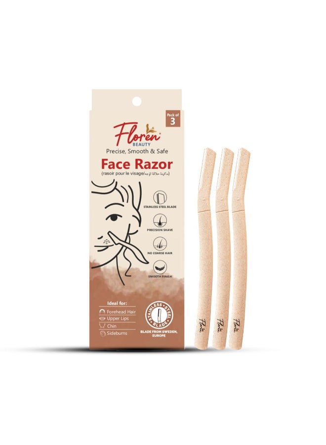 Floren Dermaplaning Tool with Precision Cover 3ct Dermaplane Razor Face Razors for Women Eyebrow Razor Facial Razor Dermaplaning Razor Womens Face Razor Peach Fuzz Remover - Image 2