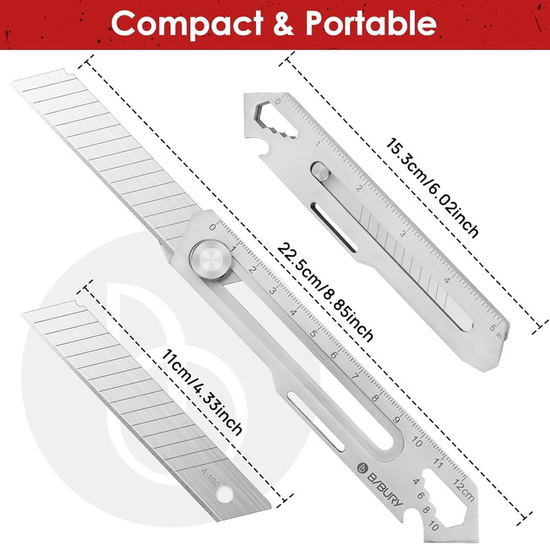 BIBURY 2 Pack Mutipurpose Utility Knife, Heave Duty Full Stainless Steel Retractable Box Cutter with 10PCS replaceable Blades (18mm Wide), Multi-functional Extended Razor Knife for Office, Home,School - Image 3