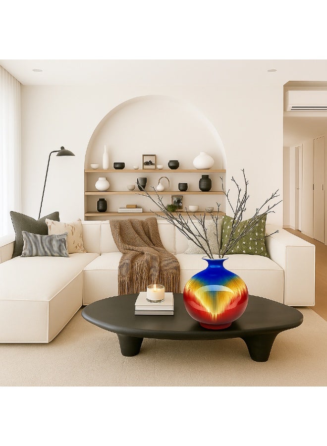 Decorative Ceramic Vase 30 cm Height × 20 cm Width Multicolour Gradient Glaze Round Modern Flower Vase Home & Office Décor - Image 1
