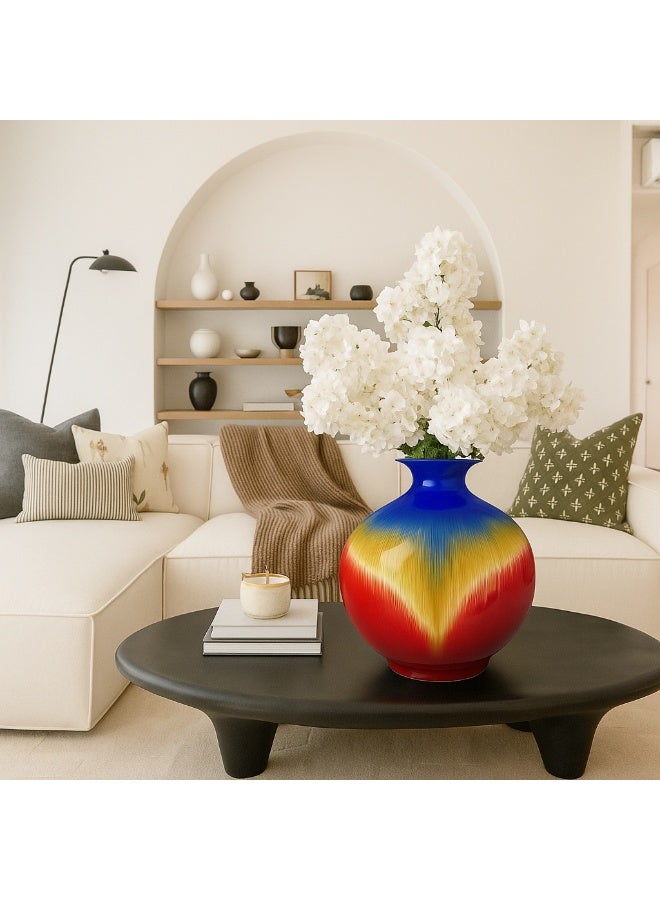 Decorative Ceramic Vase 30 cm Height × 20 cm Width Multicolour Gradient Glaze Round Modern Flower Vase Home & Office Décor - Image 2