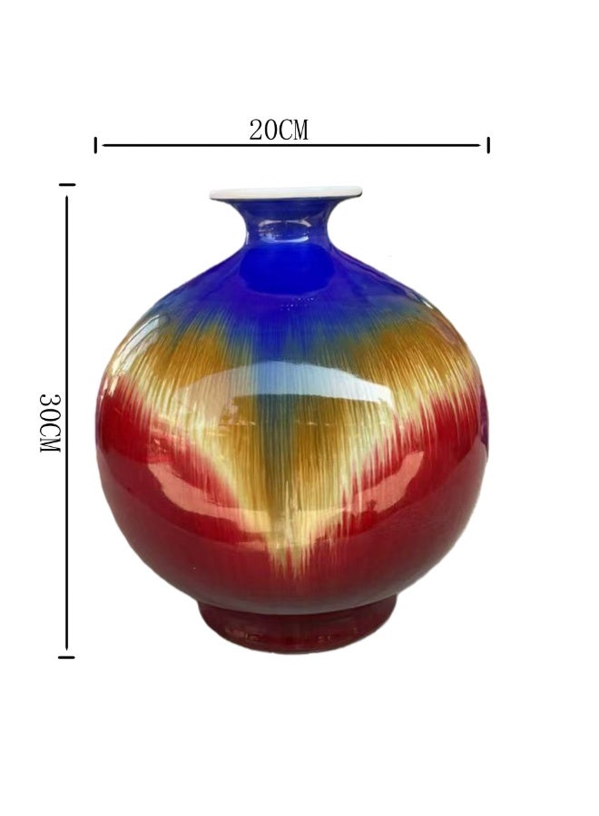Decorative Ceramic Vase 30 cm Height × 20 cm Width Multicolour Gradient Glaze Round Modern Flower Vase Home & Office Décor - Image 3