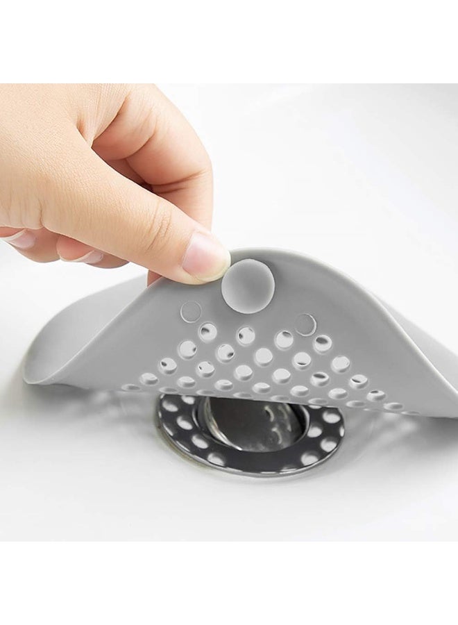 6 Pcs Silicone Drain Protector with Sucker, Sink Strainer Shower Hair Catcher Bathtub Drain Cover for Kitchen Bathroom - White,Grey - Image 5