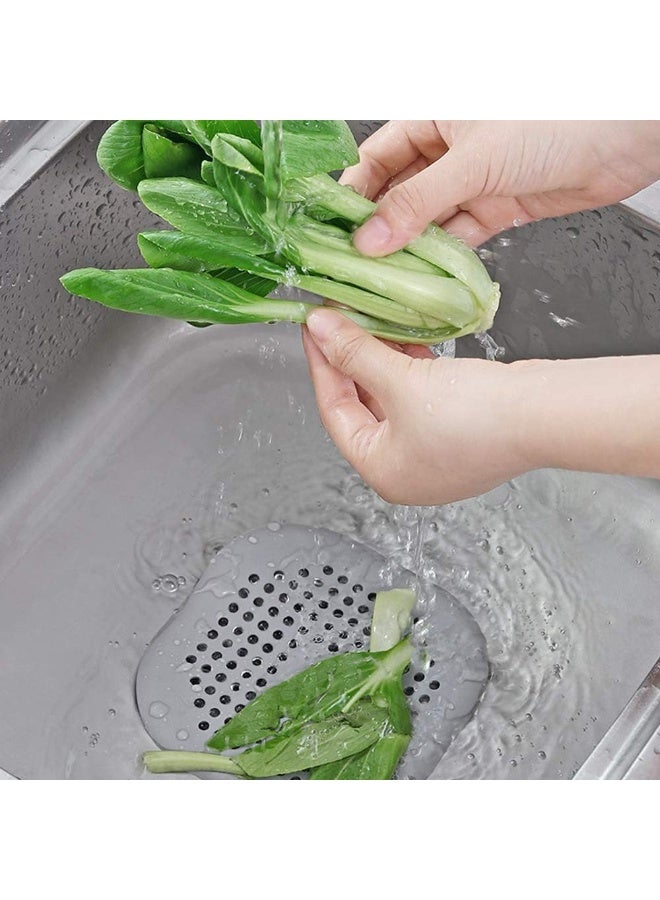 6 Pcs Silicone Drain Protector with Sucker, Sink Strainer Shower Hair Catcher Bathtub Drain Cover for Kitchen Bathroom - White,Grey - Image 2