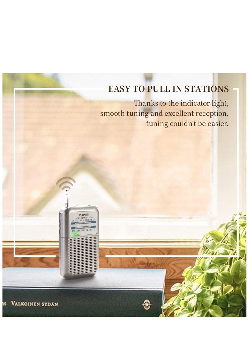 SYOSI DE333 Portable Radios Small, Battery Radio Transistor with FM AM, Signal Indicator, Battery Operated, Excellent Receiving and Sound Quality, Mini Pocket Radio for Walking Jogging and Camping - Image 2