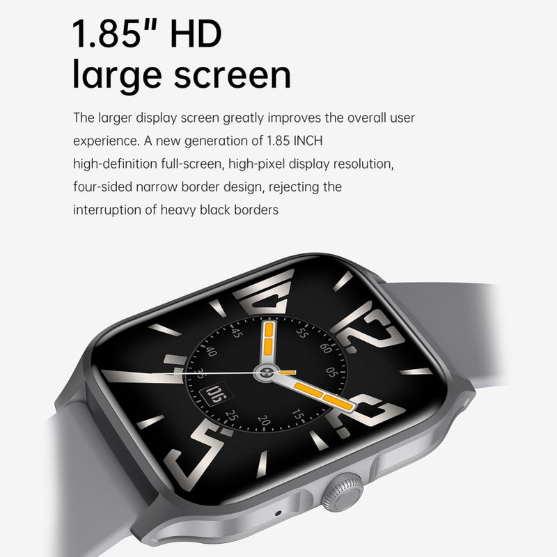 Smart Watch: 1.85" Silver Touchscreen - Large Smart Split Screen Fitness Tracker for Android, iOS Users, Sports & Daily Health Monitoring - Image 2