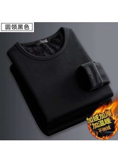 Generic Thickened Fleece Mens Thermal Underwear TopVelvet round neck [black]] Velvet round neck [black]] 