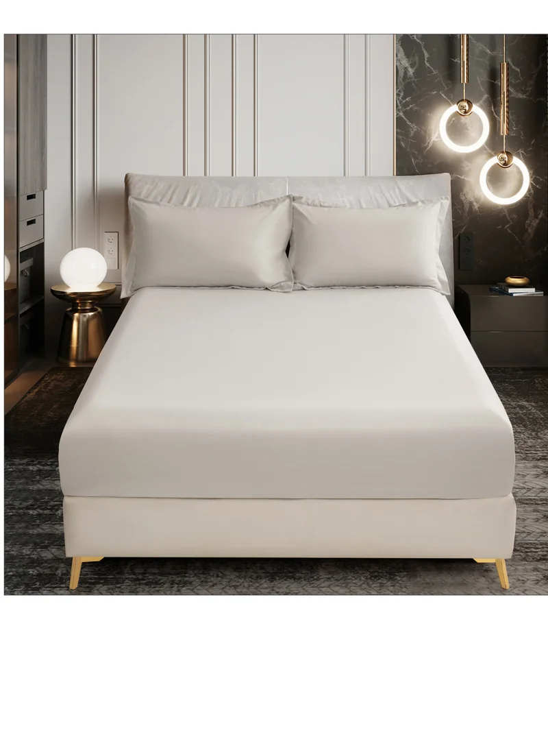 Donetella Bedding Fitted Sheet - Fits 120x200 Cm Bed For Twin Bed 2 Pcs (1 Fitted Sheet and 1 Pillowcase) - 30 Cm Deep Pocket - Solid Bed Sheet