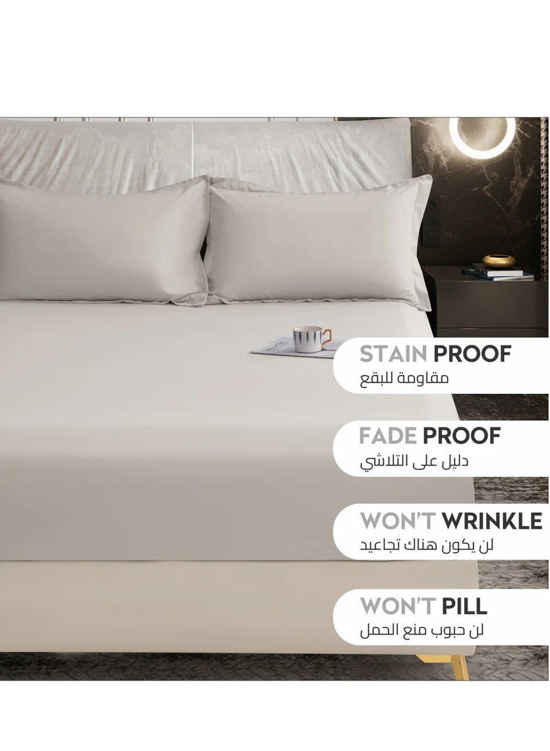 Donetella Bedding Fitted Sheet - Fits 120x200 Cm Bed For Twin Bed 2 Pcs (1 Fitted Sheet and 1 Pillowcase) - 30 Cm Deep Pocket - Solid Bed Sheet