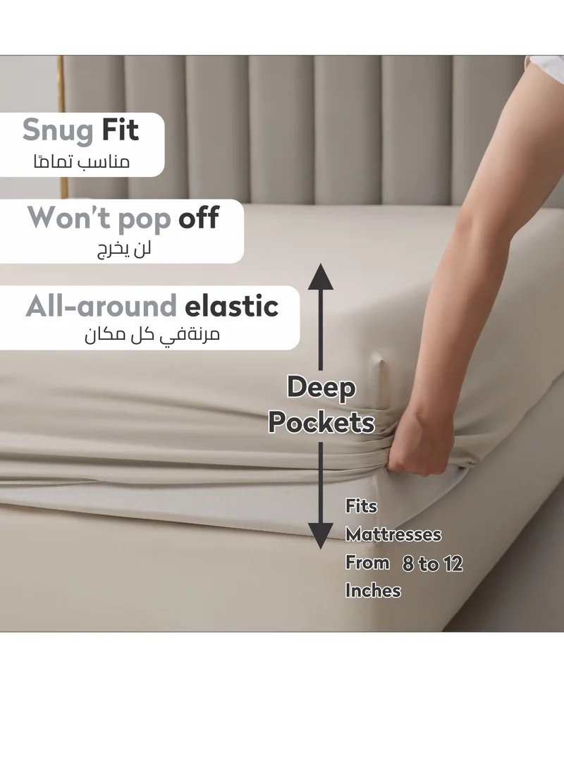 Donetella Bedding Fitted Sheet - Fits 120x200 Cm Bed For Twin Bed 2 Pcs (1 Fitted Sheet and 1 Pillowcase) - 30 Cm Deep Pocket - Solid Bed Sheet