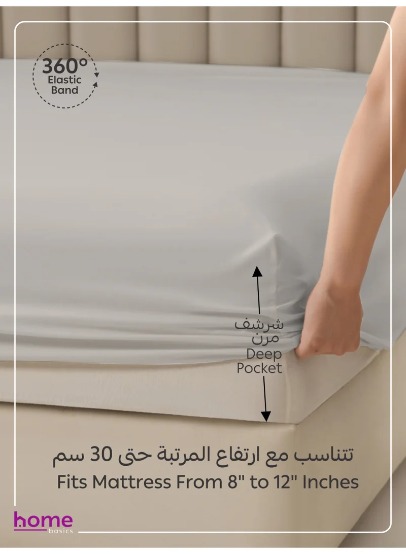 Donetella TWIN (120x200cm) Bedding Fitted Sheet - Fits 120x200 Cm Bed For Twin Bed 2 Pcs (1 Fitted Sheet and 1 Pillowcase) - 30 Cm Deep Pocket - Solid Bed Sheet  | Best Price UAE