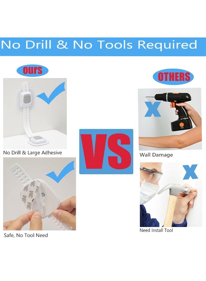 YEYA No Drill Anti Tip Furniture Adjustable Straps Wall Anchors for Baby Proofing (Upgraded 4P) - Image 2