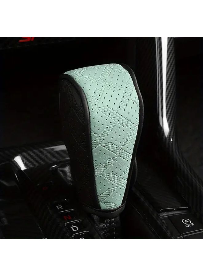 Black Red PU Leather Car Gear Shift Knob Protective Cover Anti Slip Sleeve - Image 4
