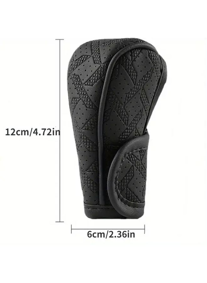 Black Red PU Leather Car Gear Shift Knob Protective Cover Anti Slip Sleeve - Image 2