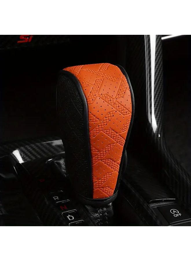 Black Red PU Leather Car Gear Shift Knob Protective Cover Anti Slip Sleeve - Image 5