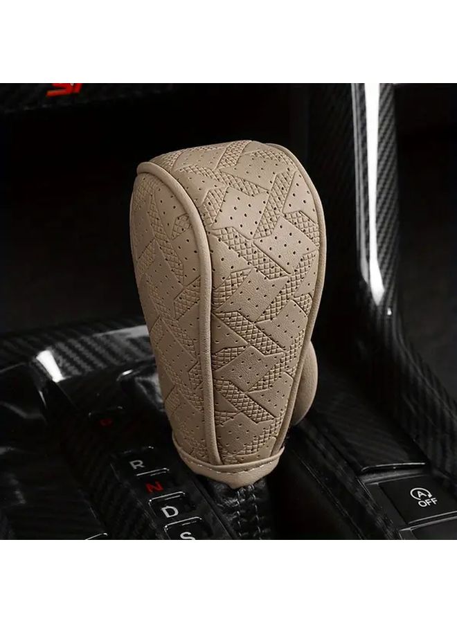 Black Red PU Leather Car Gear Shift Knob Protective Cover Anti Slip Sleeve - Image 3