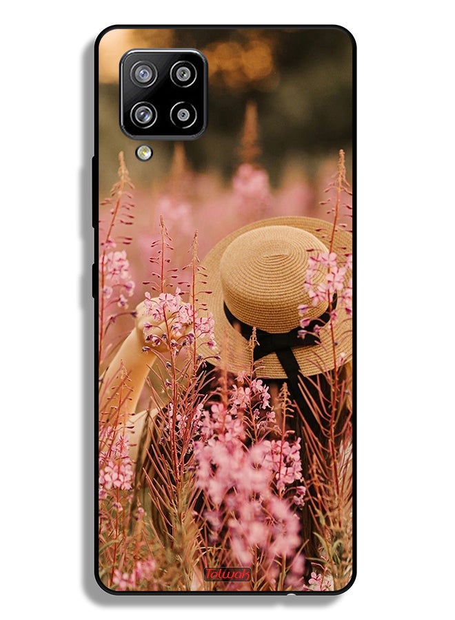 Tolwak غطاء حماية لجهاز سامسونج جالاكسي A42 5G - فتاة ترتدي قبعة بين الزهور - Image 1
