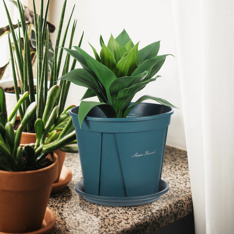 3 Sets Flower Pots Nursery Pots Indoor Plants Pots Plants Containers with Saucers - Image 5
