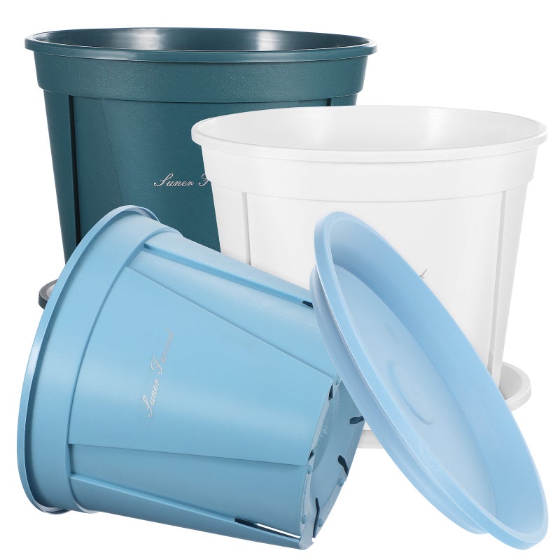 3 Sets Flower Pots Nursery Pots Indoor Plants Pots Plants Containers with Saucers - Image 1