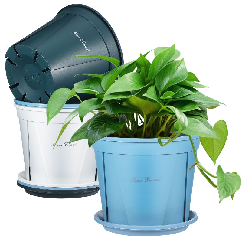 3 Sets Flower Pots Nursery Pots Indoor Plants Pots Plants Containers with Saucers - Image 2
