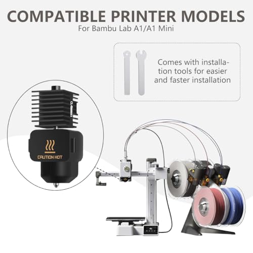 Serplex® Removable Hardened Steel Hotend for Bambu Lab A1 Mini 3D Printer, 0.4mm Aluminum Heat Sink Nozzle Kit with Installation Tools, Compatible Replacement or Upgrade Extrusion System Assembly - Image 3