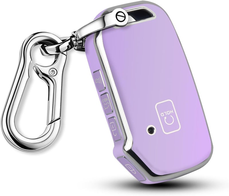 QBUC for Kia Key Fob Cover Case with Keychain Compatible with Kia K5 Sportage Sorento Telluride Forte Seltos Soul Niro Car Key（Purple） - Image 1