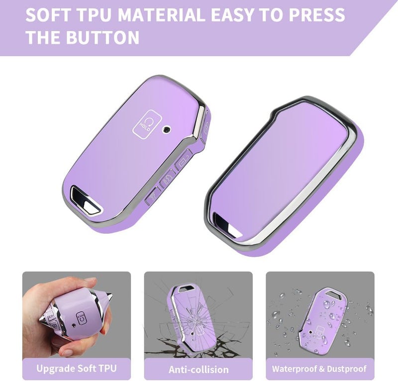 QBUC for Kia Key Fob Cover Case with Keychain Compatible with Kia K5 Sportage Sorento Telluride Forte Seltos Soul Niro Car Key（Purple） - Image 4