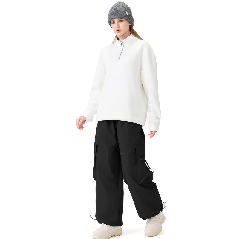 HOTIAN Womens Baggy Snowboard Pants Casual Insulated Winterproof Waterproof Loose Ski Snow Pants Outdoor(Black,M) - Image 2