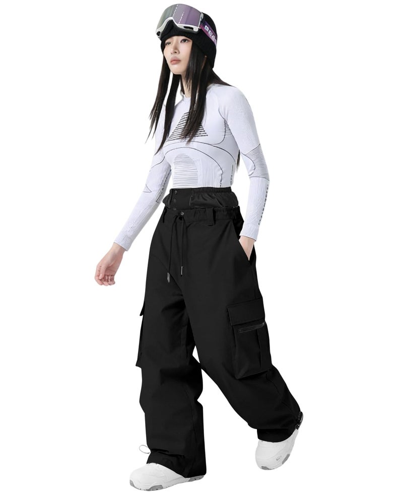 HOTIAN Womens Baggy Snowboard Pants Casual Insulated Winterproof Waterproof Loose Ski Snow Pants Outdoor(Black,M) - Image 5