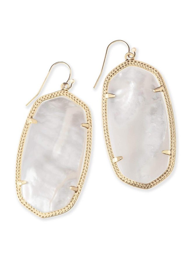 Kendra Scott Danielle Statement Earrings For Women, Fashion Jewelry, 14K Gold-Plated, Ivory Mother Of Pearl  - Image 1