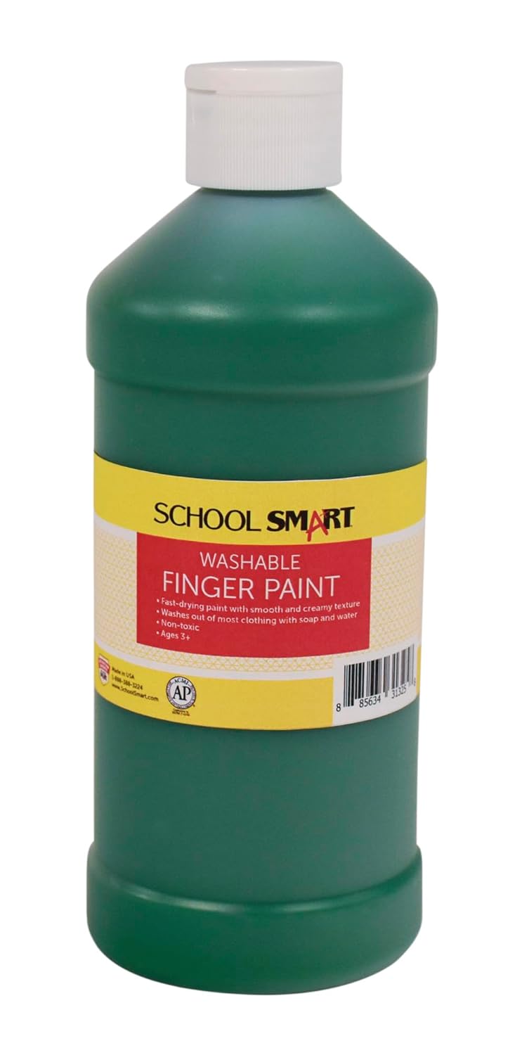 School Smart Washable Finger Paint, Green, 1 Pint Bottle - Image 1