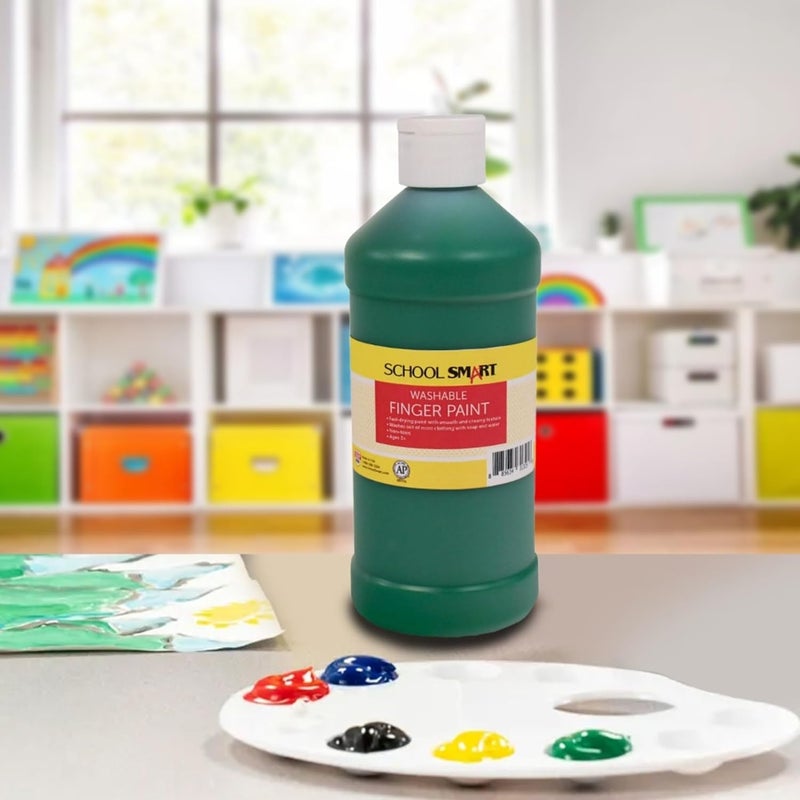 School Smart Washable Finger Paint, Green, 1 Pint Bottle - Image 2