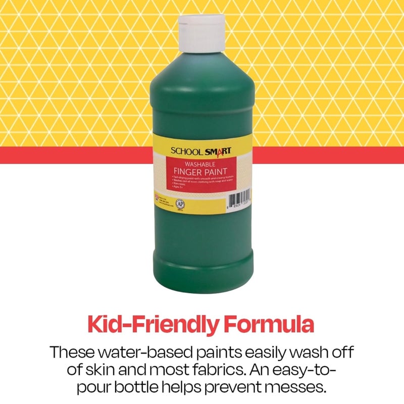 School Smart Washable Finger Paint, Green, 1 Pint Bottle - Image 4