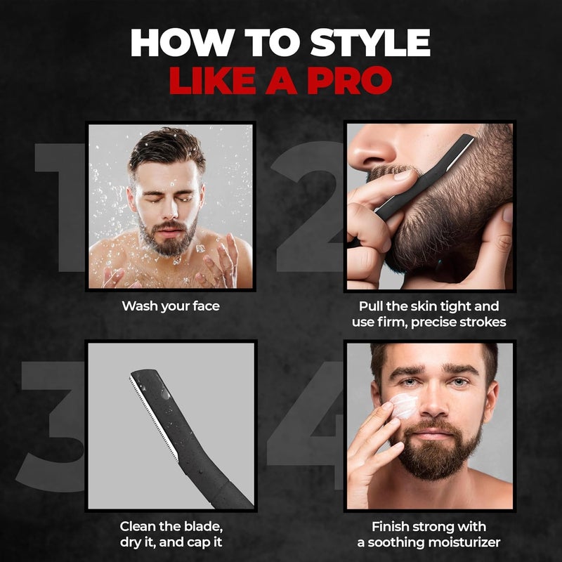 BEARDO Beard Styling Tool for Men | Pack of 3 | Beard Styling Razor for Men | Reusable Razor | Sharp, Safe & Precise Shaping Tool | Body Grooming | Beard Shaper | Multi Grooming - Image 4
