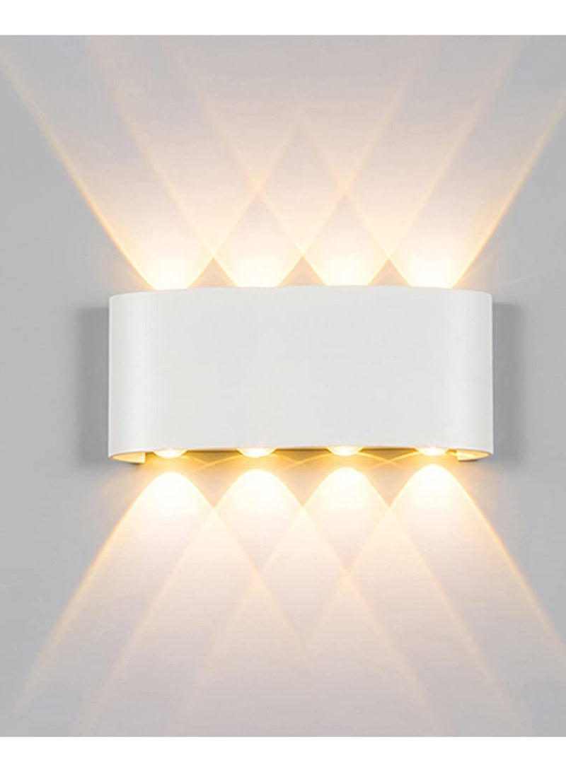 Next Life Modern Outdoor Wall Sconce Light 8 LED Room Wall Lights Up Down Aluminium Wall Lighting Lamps for Living Room Bedroom Corridor Warm light - Image 1