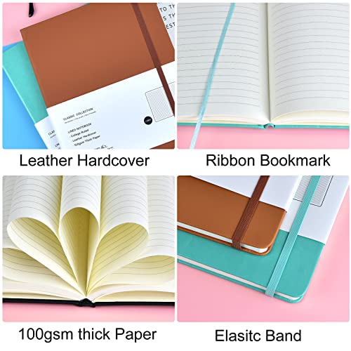 Coopay 3 Pack B5 Journal Notebooks Classic Ruled Notebooks Hardcover Lined Journals for Office Home School Business Writing Note Taking, 10.2 x 7.5 inch, 100GSM Thick Paper, 160 Pages (Black/Brown/Green) - Image 3
